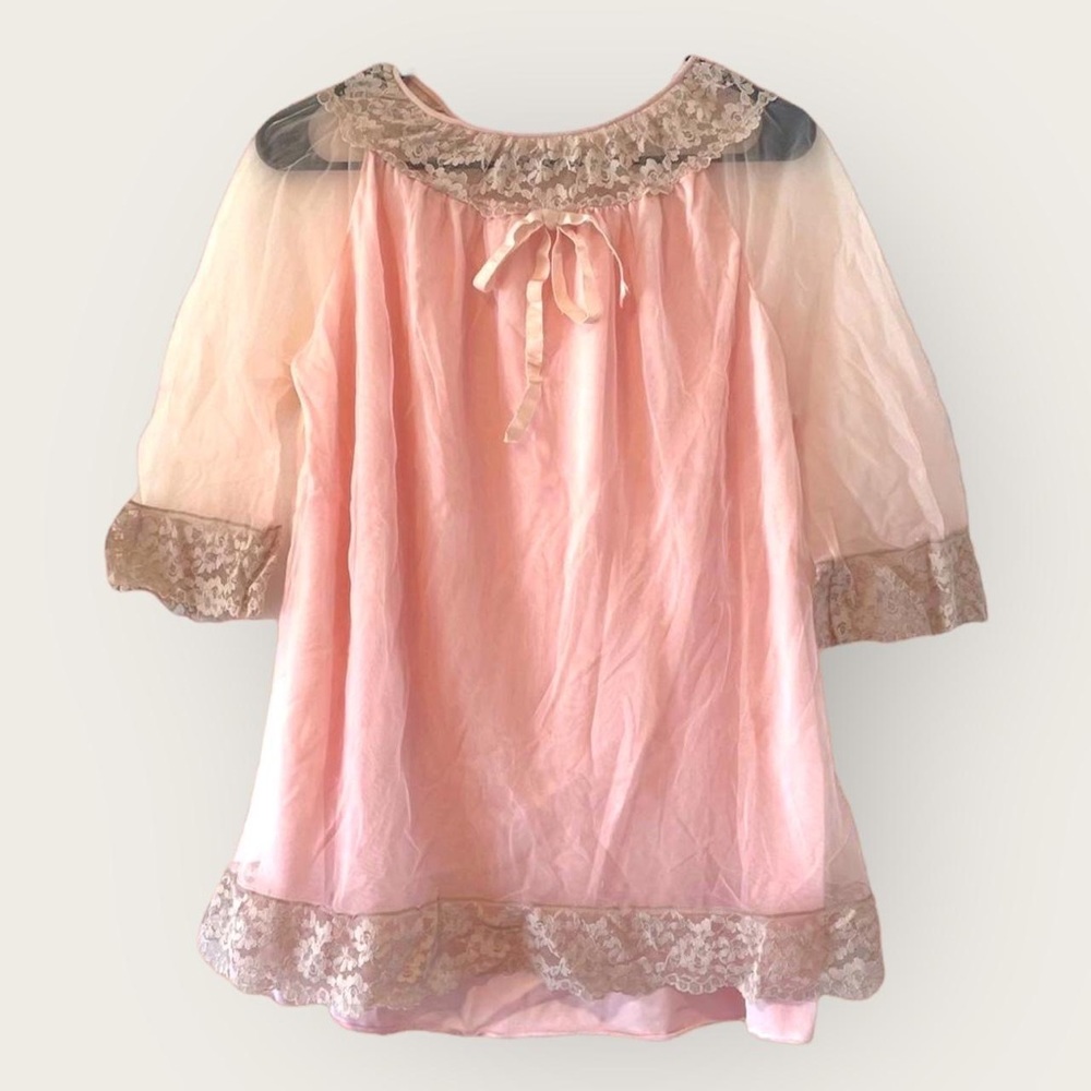 Vintage Pink Lace Nightgown Top